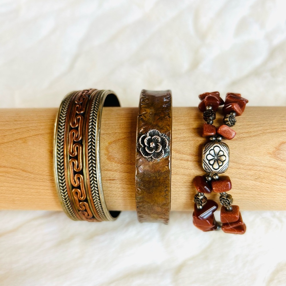 Elegant Brown and Gold Bracelet Set